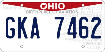 OH license plate GKA7462