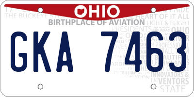 OH license plate GKA7463