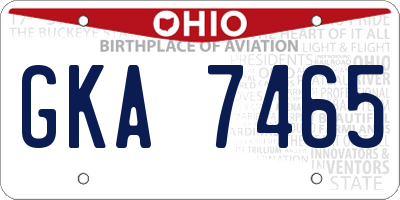 OH license plate GKA7465