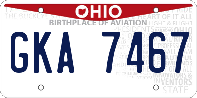 OH license plate GKA7467