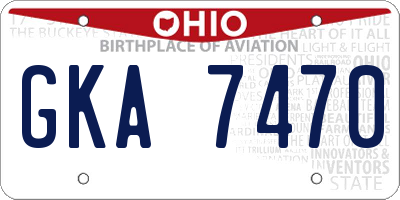 OH license plate GKA7470