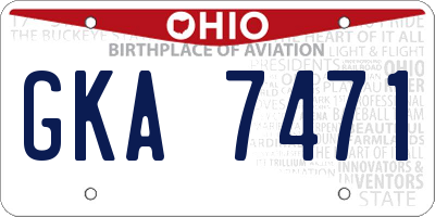 OH license plate GKA7471