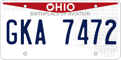 OH license plate GKA7472