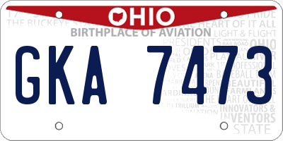 OH license plate GKA7473