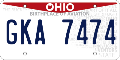 OH license plate GKA7474