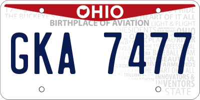 OH license plate GKA7477