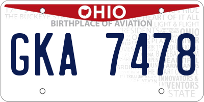 OH license plate GKA7478