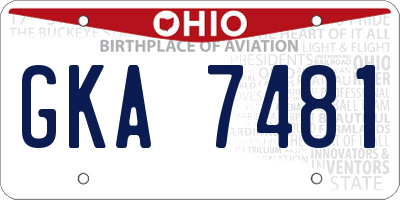 OH license plate GKA7481