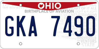 OH license plate GKA7490