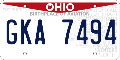 OH license plate GKA7494