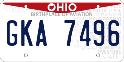 OH license plate GKA7496