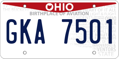 OH license plate GKA7501