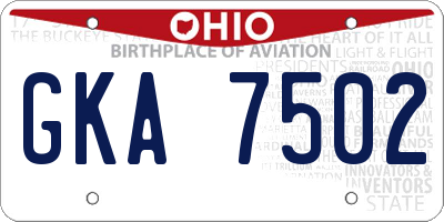 OH license plate GKA7502