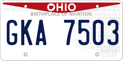 OH license plate GKA7503