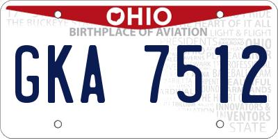 OH license plate GKA7512