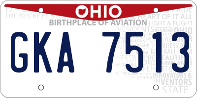 OH license plate GKA7513