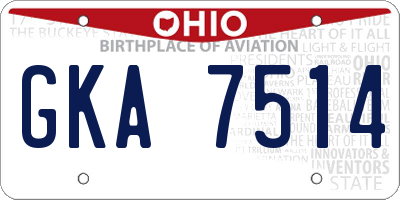 OH license plate GKA7514