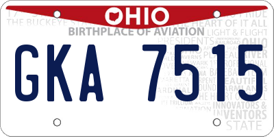 OH license plate GKA7515