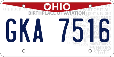 OH license plate GKA7516