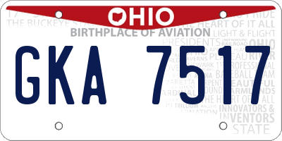 OH license plate GKA7517