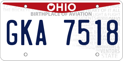 OH license plate GKA7518