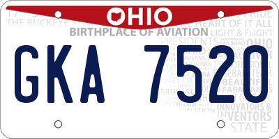 OH license plate GKA7520