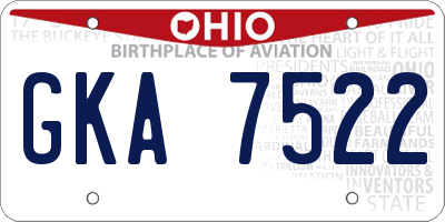 OH license plate GKA7522