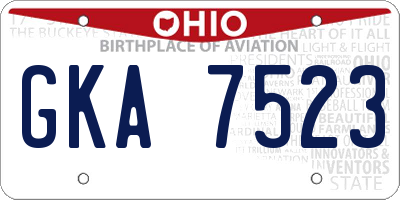 OH license plate GKA7523