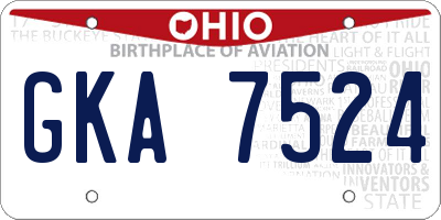 OH license plate GKA7524