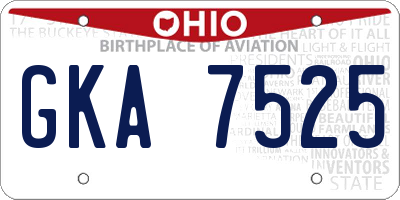 OH license plate GKA7525