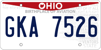 OH license plate GKA7526