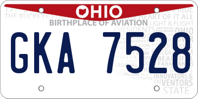 OH license plate GKA7528