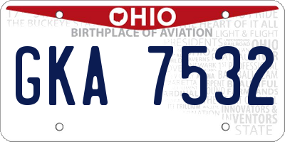 OH license plate GKA7532
