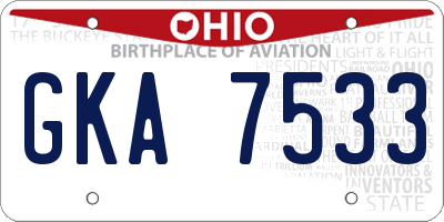 OH license plate GKA7533