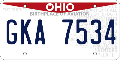 OH license plate GKA7534