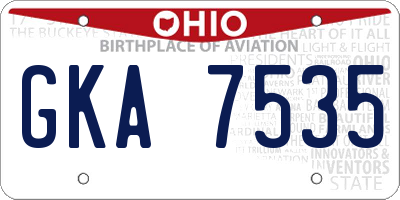 OH license plate GKA7535