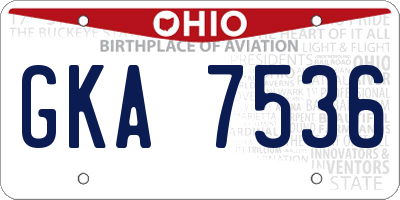 OH license plate GKA7536