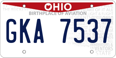 OH license plate GKA7537