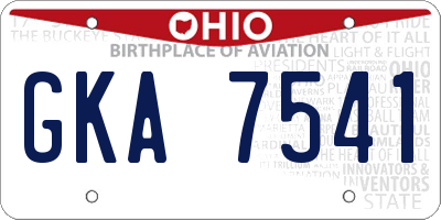 OH license plate GKA7541