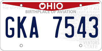 OH license plate GKA7543