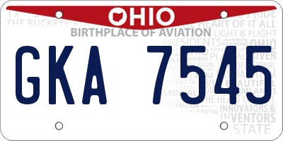 OH license plate GKA7545