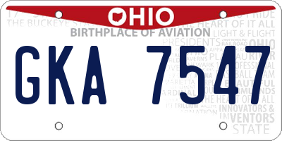 OH license plate GKA7547