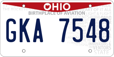 OH license plate GKA7548