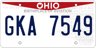 OH license plate GKA7549