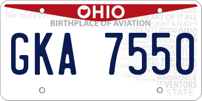 OH license plate GKA7550