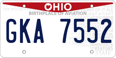 OH license plate GKA7552