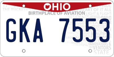 OH license plate GKA7553