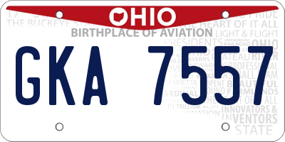 OH license plate GKA7557