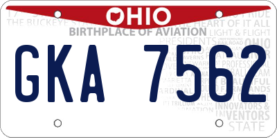 OH license plate GKA7562