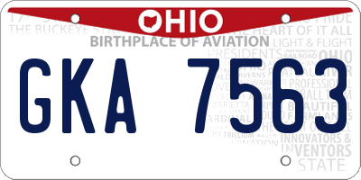 OH license plate GKA7563
